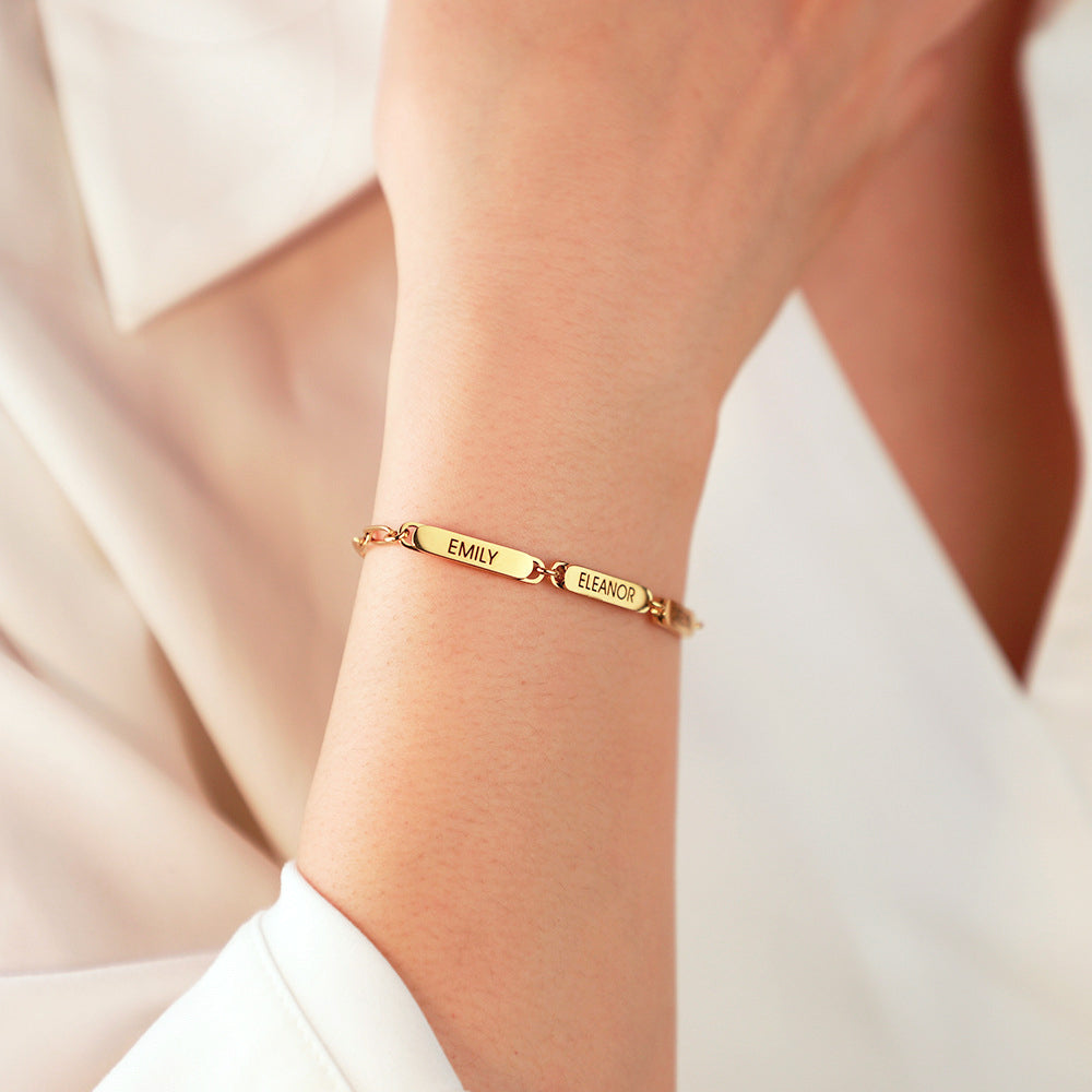 Bracelet trombone personnalisé avec noms de famille