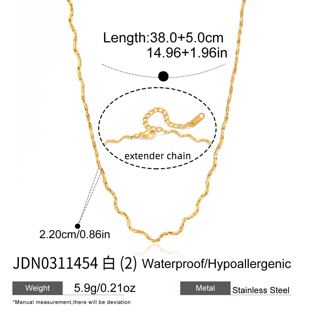 Collier pour femme ajustable en acier inoxydable hypoallergénique