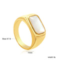 Bague pour femme avec pendentif perle carré et placage or