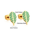 Damen Ohrringe mit Blattdesign aus Edelstahl und Goldplattierung