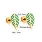 Damen Ohrringe mit Blattdesign aus Edelstahl und Goldplattierung