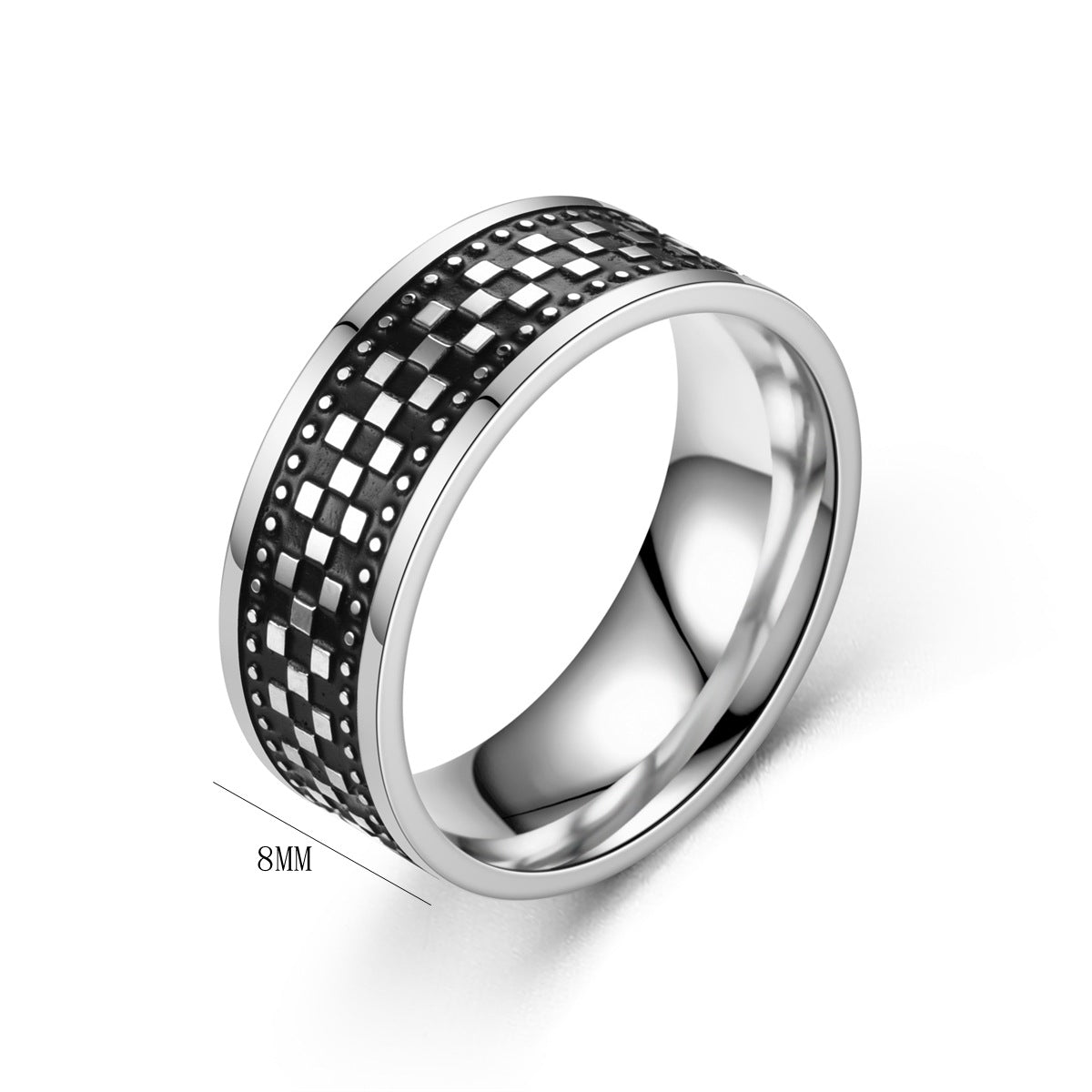 Bague pour homme avec motif à carreaux tressé