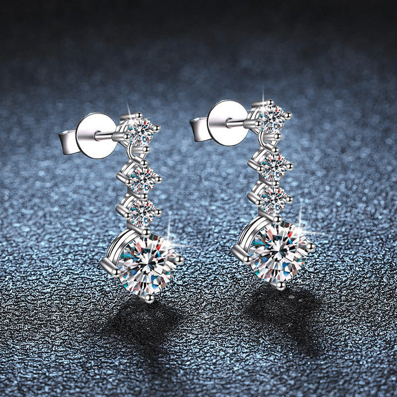 Vierstufige Zirkonia-Ohrhänger aus Sterlingsilber