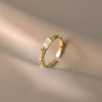 Bague pour femme design bambou avec accents étincelants