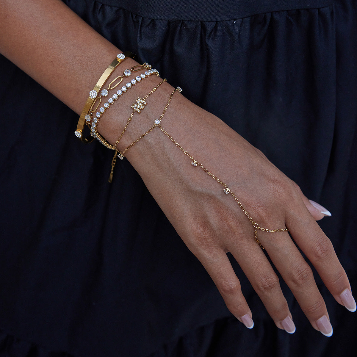 Bracelet pour femme en acier inoxydable avec cristaux