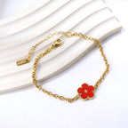 Bracelet pour femme avec pendentif floral en acier inoxydable