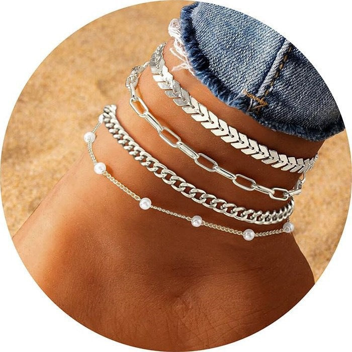 Ensemble de bracelets de cheville multicouches