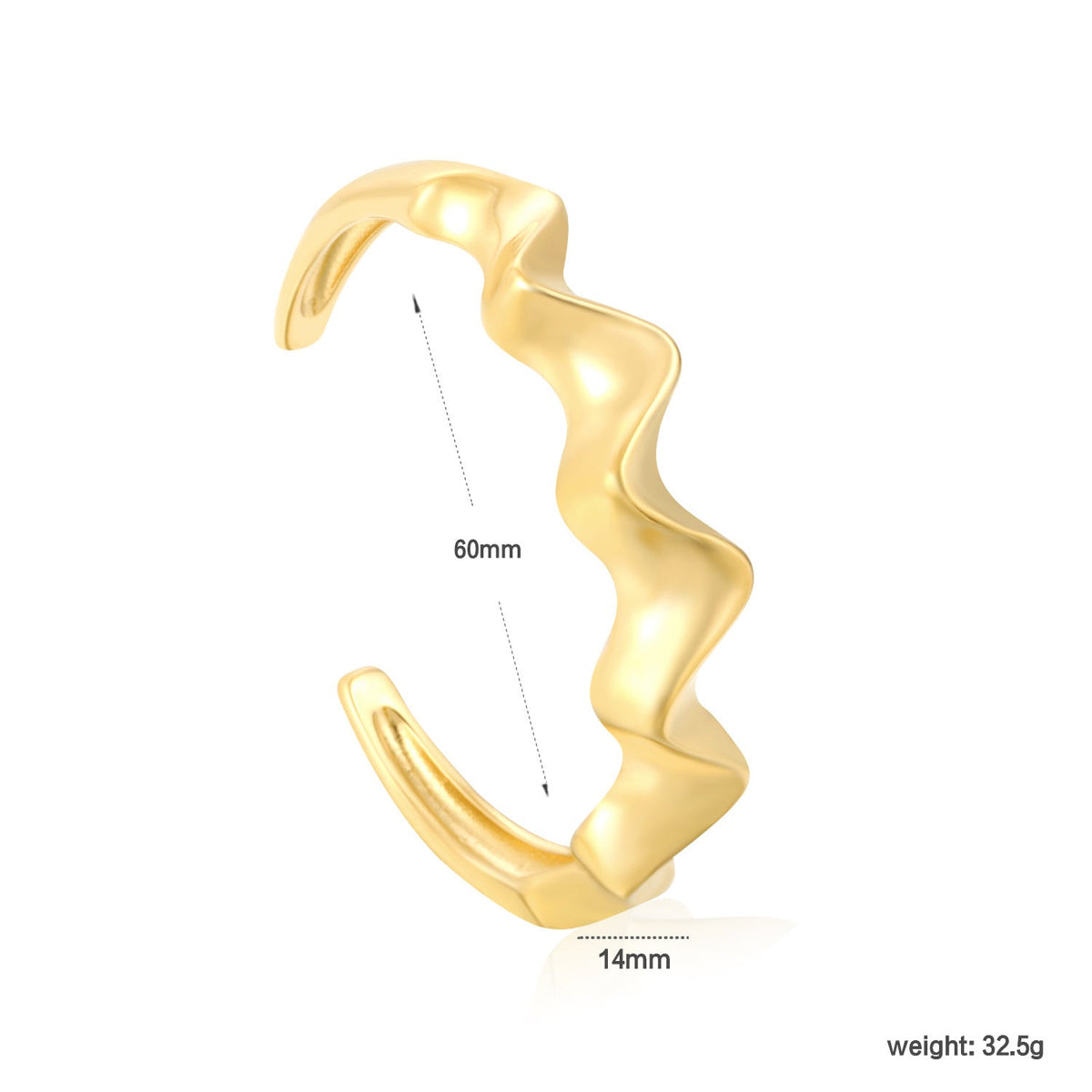 Bracelet jonc ondulé pour femme en acier inoxydable