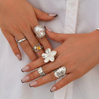 Bague statement florale en argent