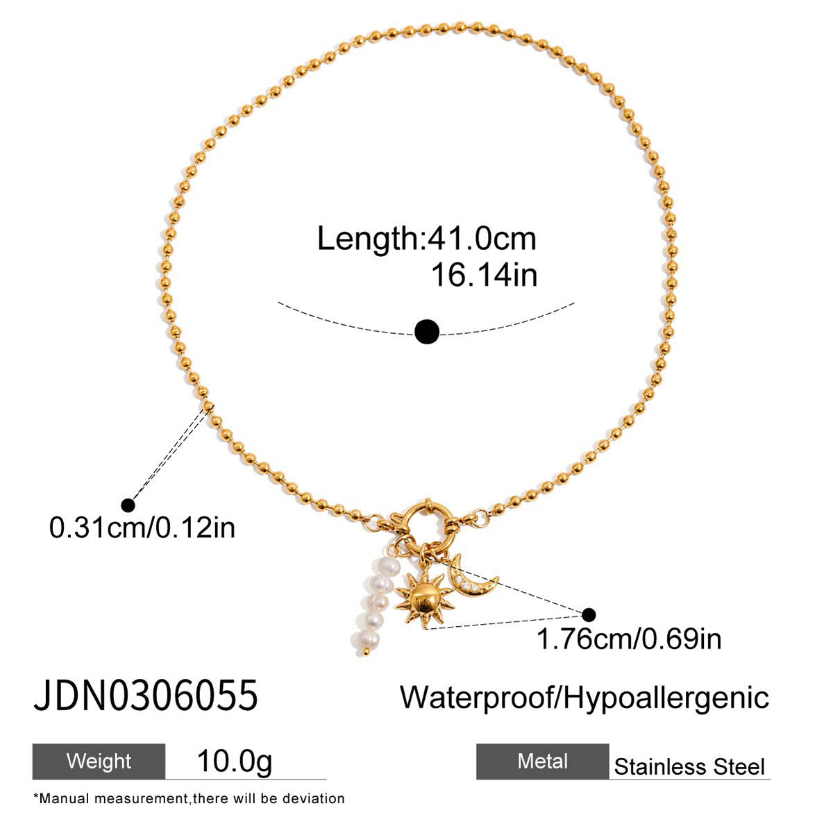 Bracelet pour femme avec perles et motif soleil