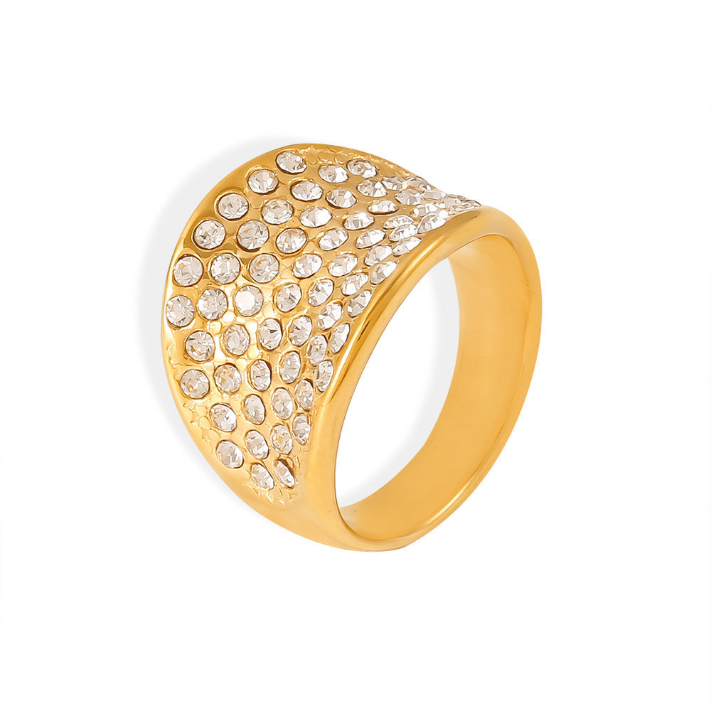 Bague pour femme en acier titane avec diamants tchèques