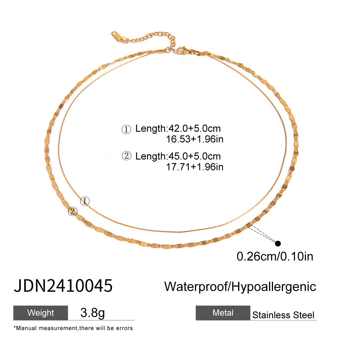 Collier pour femme en acier inoxydable réglable et hypoallergénique