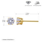 Boucles d'oreilles puces pour femme avec zircons 5A en argent sterling 925