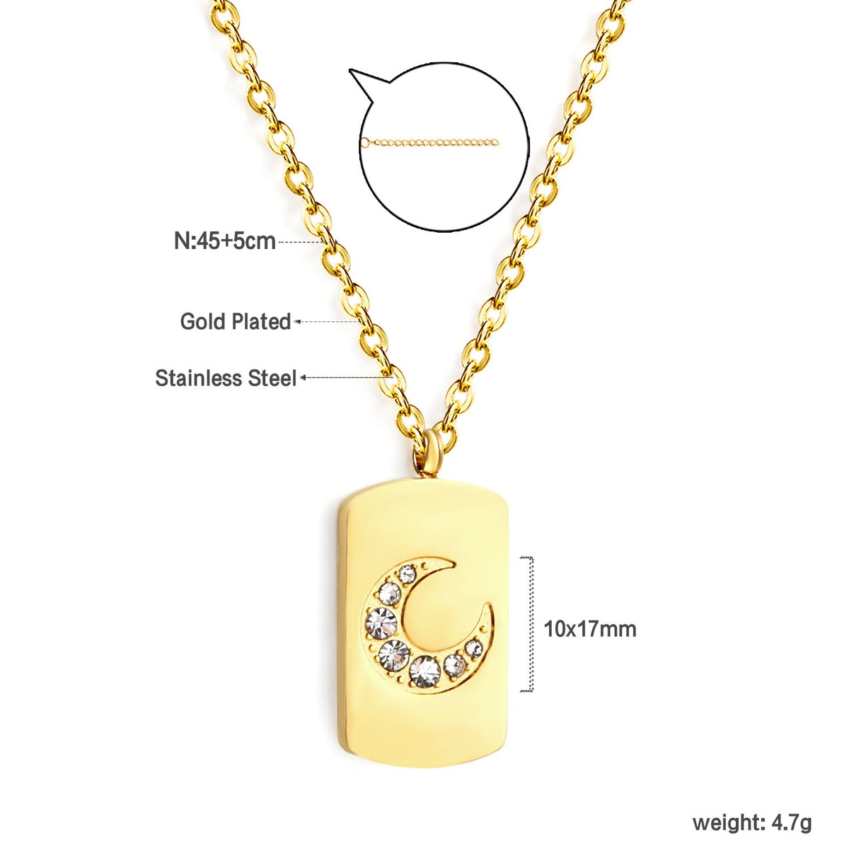 Collier pour femme avec pendentif carré orné de cristaux