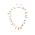 Collier pour femme avec pendentifs fleurs et oiseaux colorés