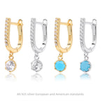 Boucles d'oreilles pendantes en argent sterling 925 avec zircon