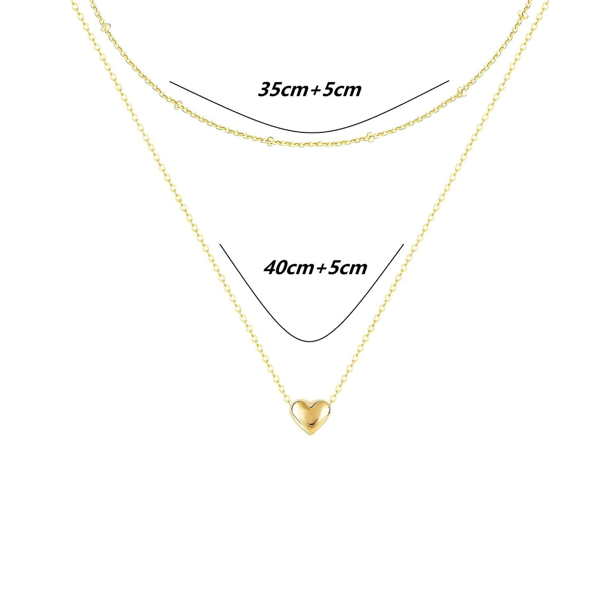 Collier superposé à pendentif cœur