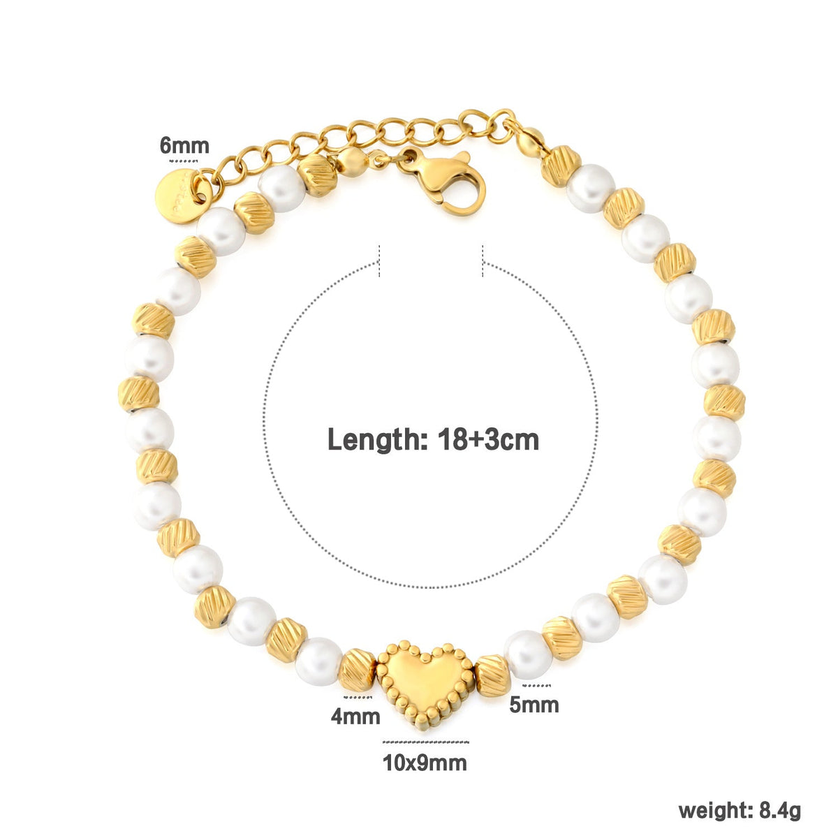 Bracelet pour femme avec pendentif cœur et design perlé luxueux