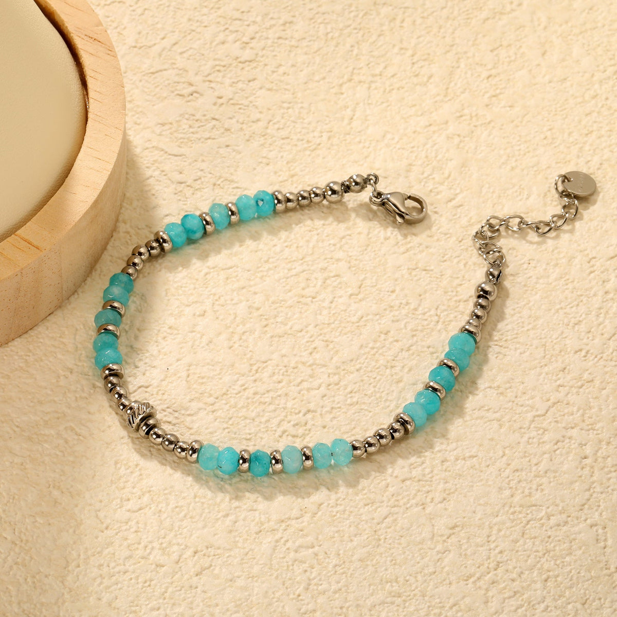 Bracelet pour femme avec éléments aigue-marine et acier inoxydable