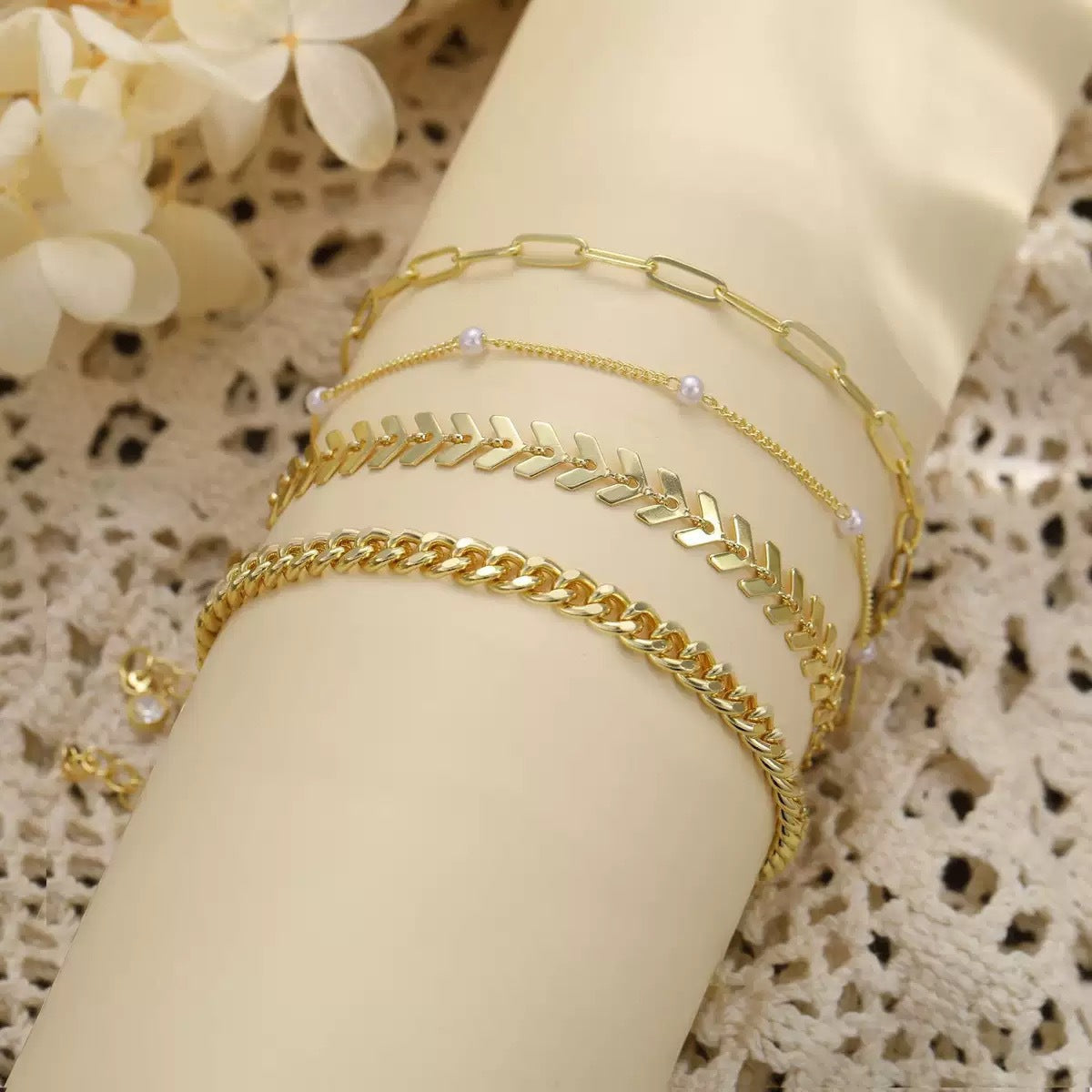 Ensemble de bracelets de cheville multicouches