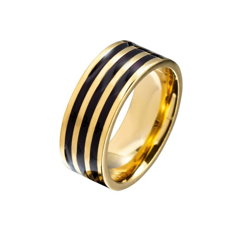 Bague pour homme en acier inoxydable avec accent noir
