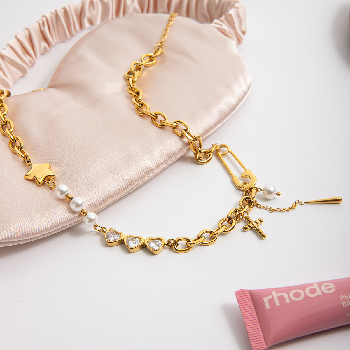 Bracelet pour femme en acier inoxydable avec pendentifs cristaux
