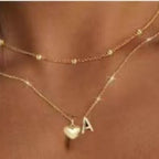 Collier multi-rangs pour femme avec initiale