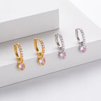 Boucles d'oreilles pendantes cœur en argent sterling 925 et zircone