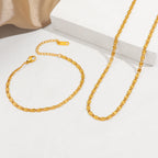 Ensemble collier et bracelet dorés texturés