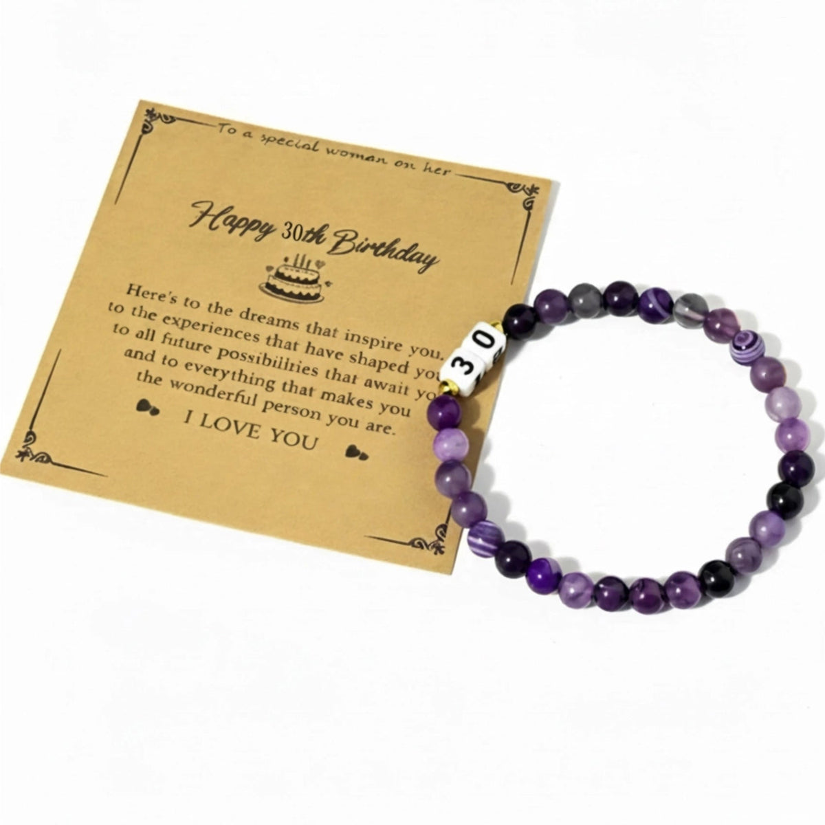 Bracelet de perles pour femme avec pendentif anniversaire personnalisable