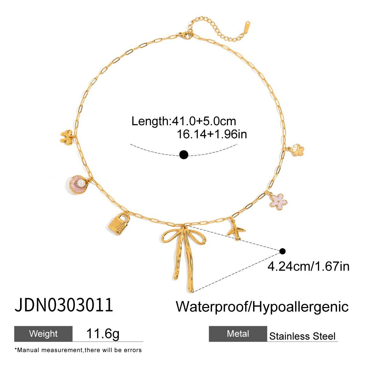 Collier pour femme avec pendentifs et acier inoxydable