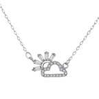 Collier pour femme avec pendentif nuage et soleil en zircon