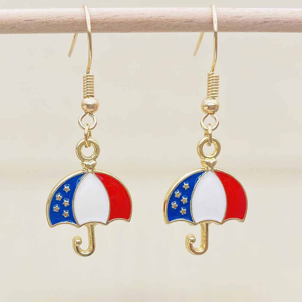 Boucles d'oreilles pendantes patriotiques drapeau en émail pour femme