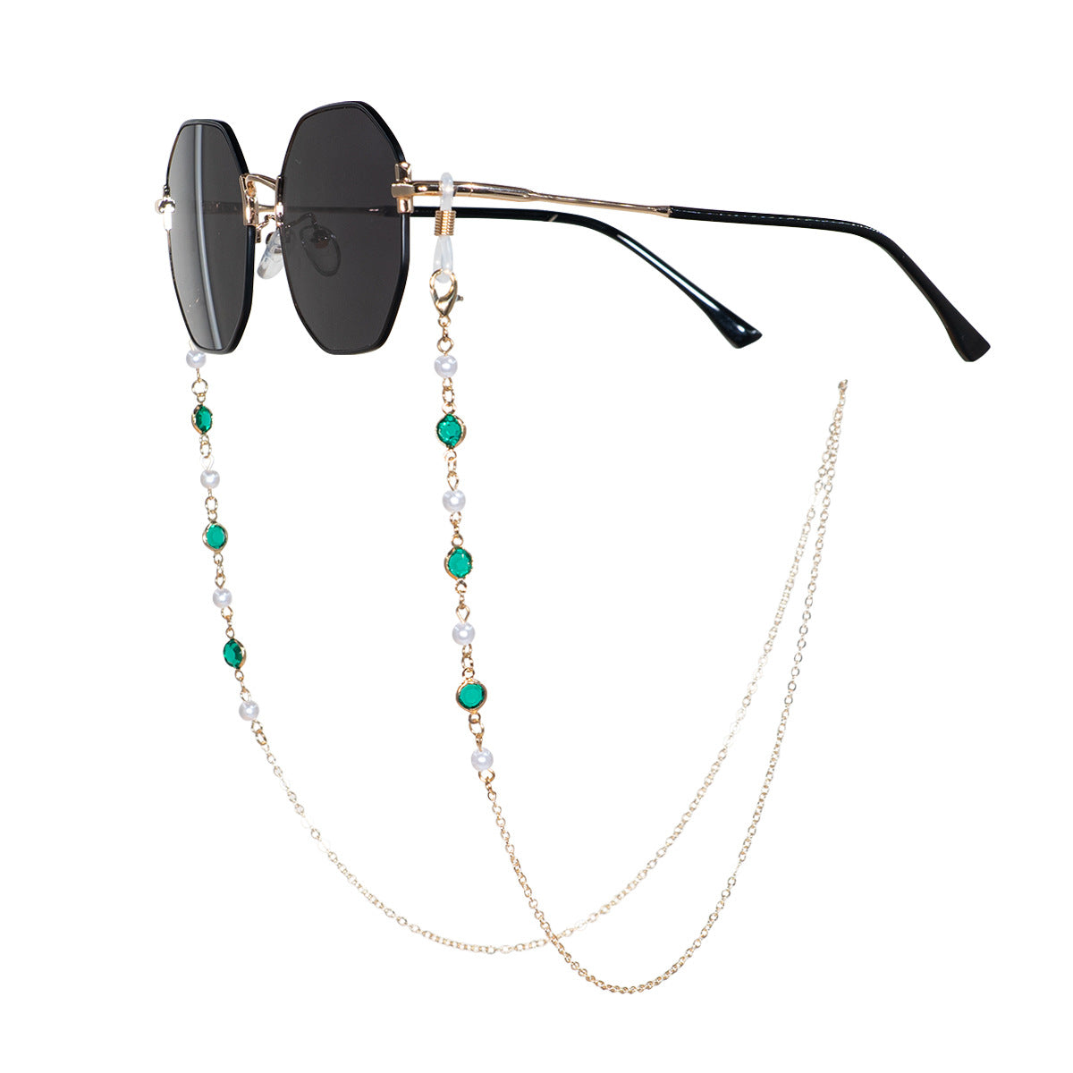 Chaîne de lunettes perles et cristaux