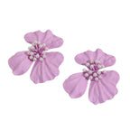 Clips d'oreilles pour femme motif floral avec perles