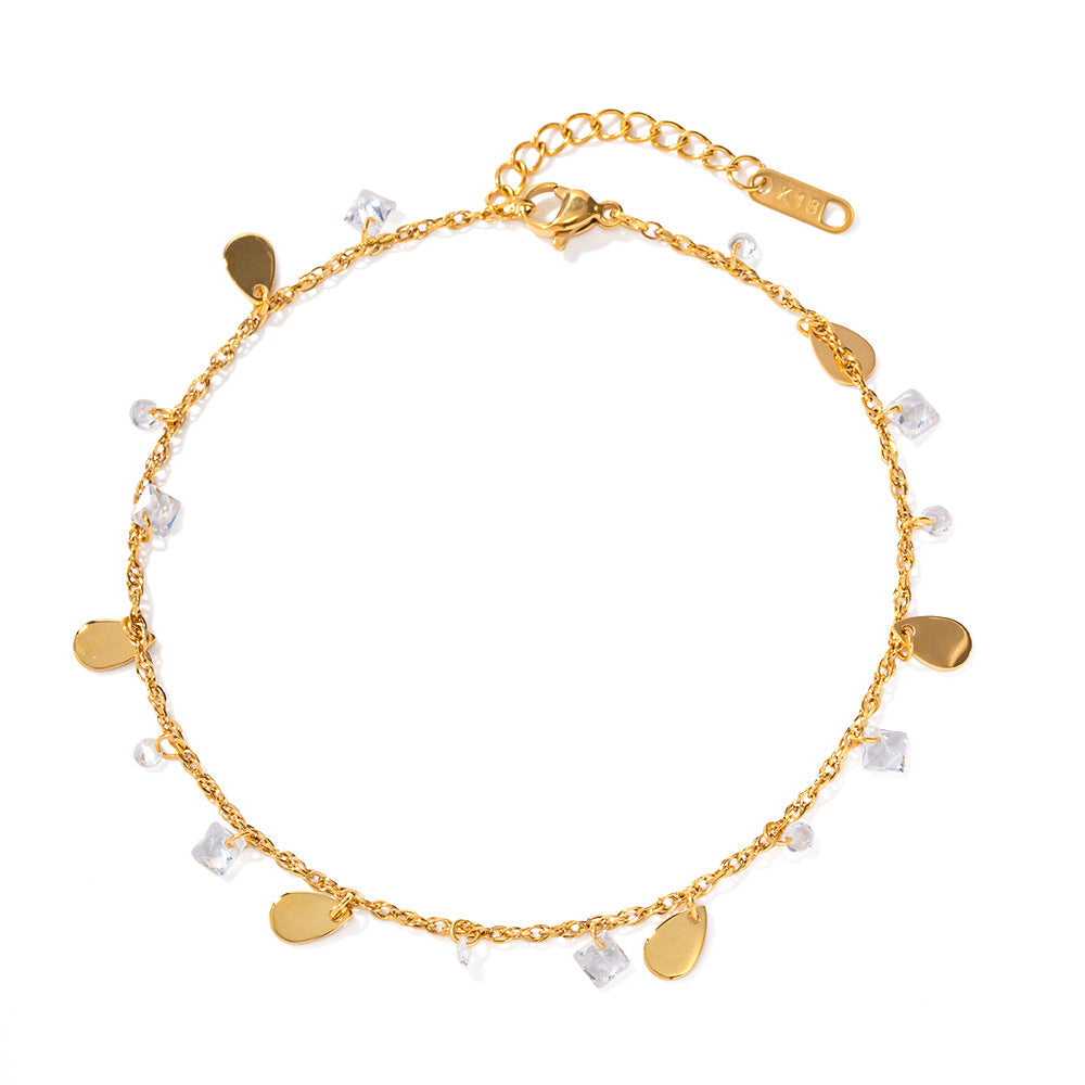 Bracelet pour femme avec cristaux étincelants et pendentifs gouttes