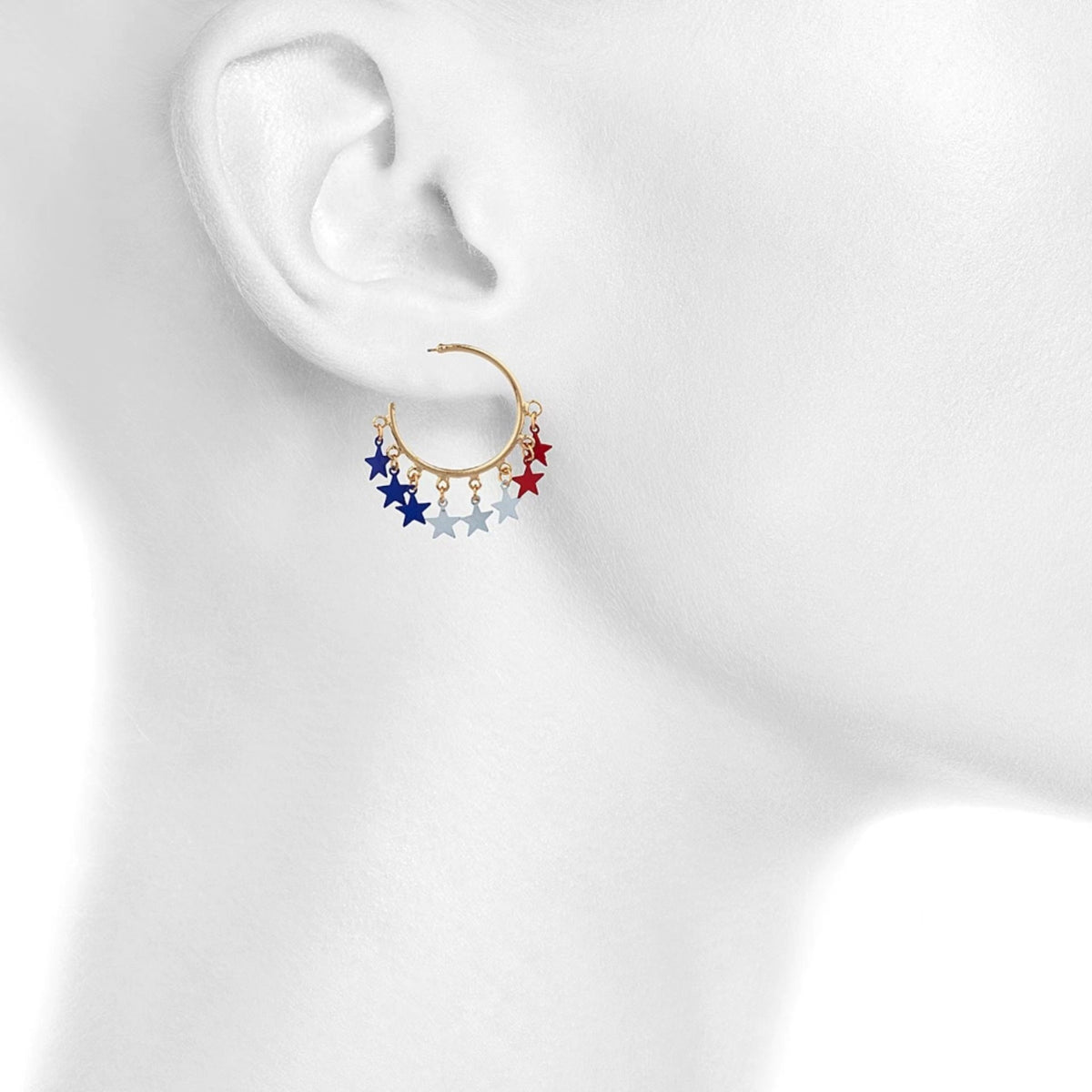 Boucles d'oreilles créoles avec étoiles mobiles et chaînes fines pour femme