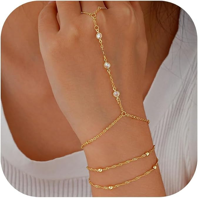 Bracelet de main pour femme avec accents de cristaux délicats