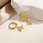 Boucles d'oreilles créoles pendantes fleuries pour femme