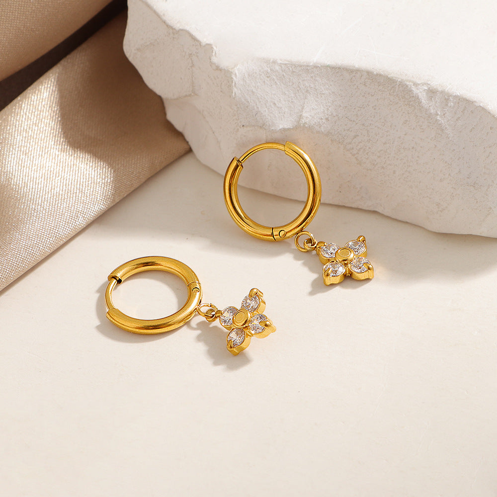 Boucles d'oreilles créoles pendantes fleuries pour femme