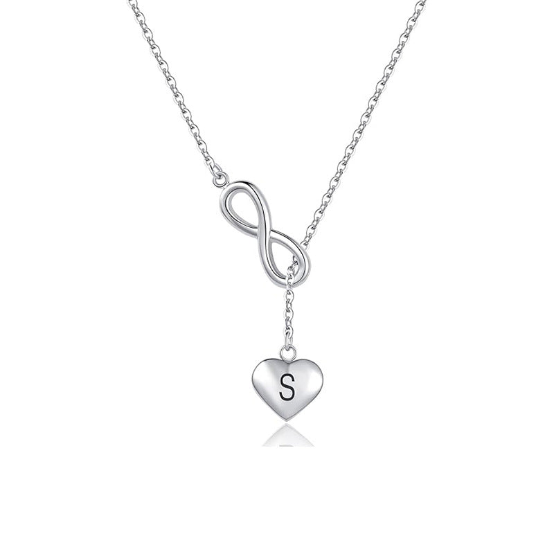 Collier pour femme avec symbole infini et pendentif cœur personnalisable