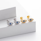 Boucles d'oreilles à clous pour femme design œil en argent sterling 925