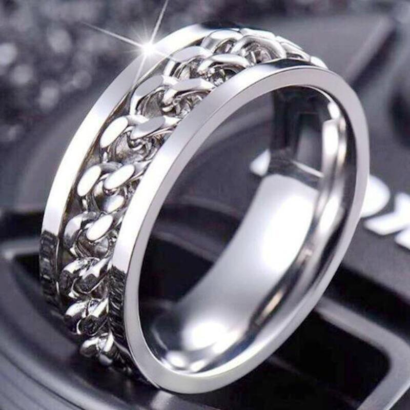 Bague pour homme au design moderne à maillons et blocs