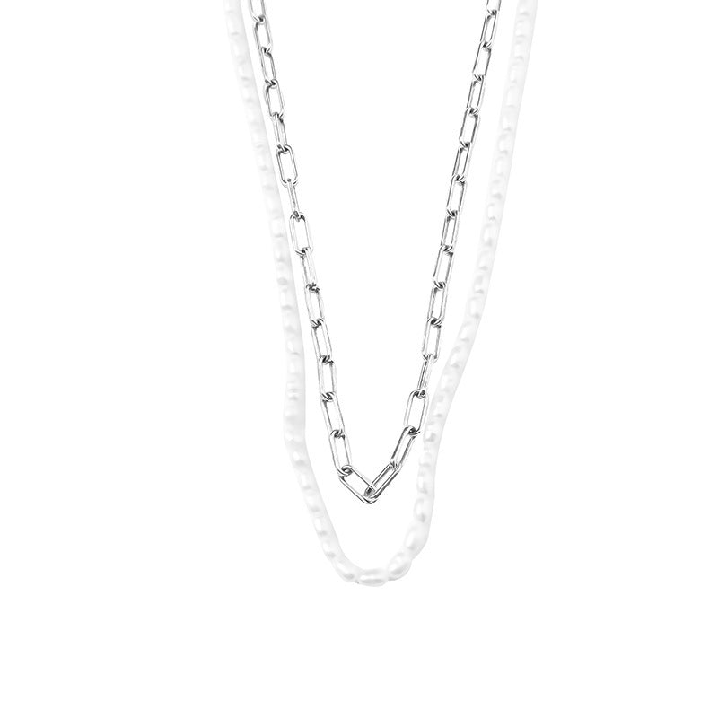 Collier pour femme avec mélange moderne de perles et de chaînes