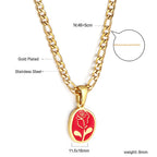 Collier pour femme avec pendentif rose et chaîne en acier inoxydable plaqué or
