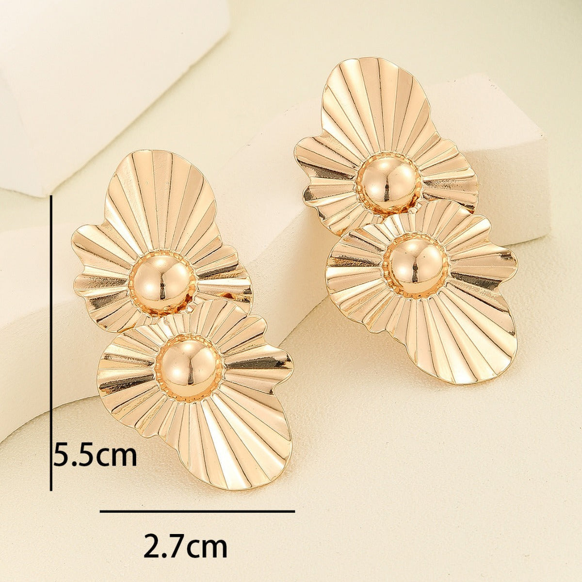Boucles d'oreilles à motif plissé pour femme