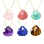 Collier pour femme avec pendentif goutte étincelant et acier inoxydable doré