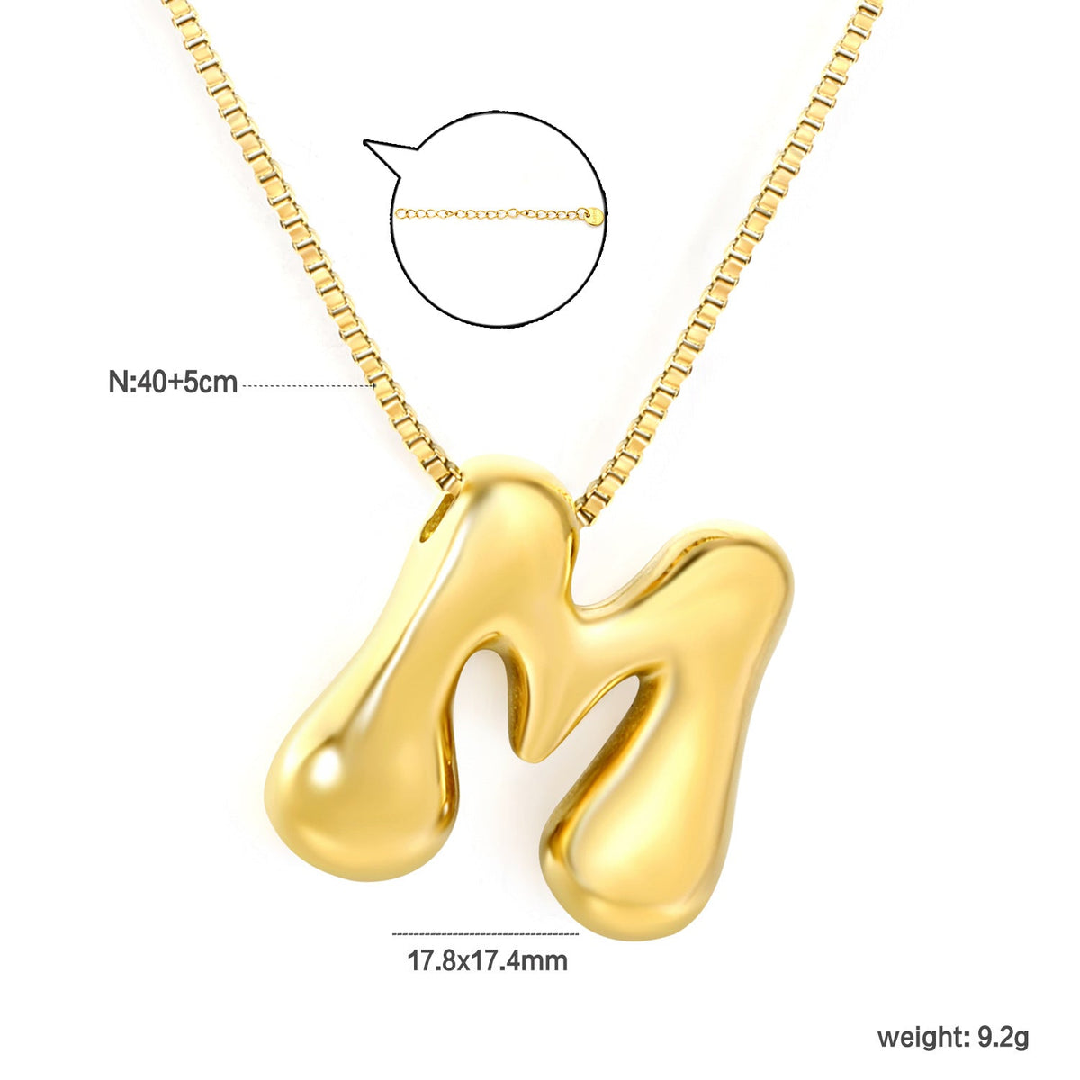 Collier pour femme avec pendentif lettre moderne en acier inoxydable