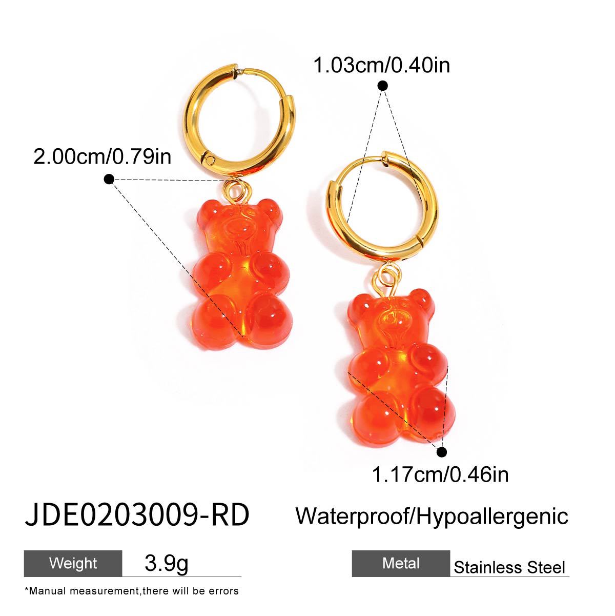 Boucles d'oreilles tendance en forme d'oursons en gomme