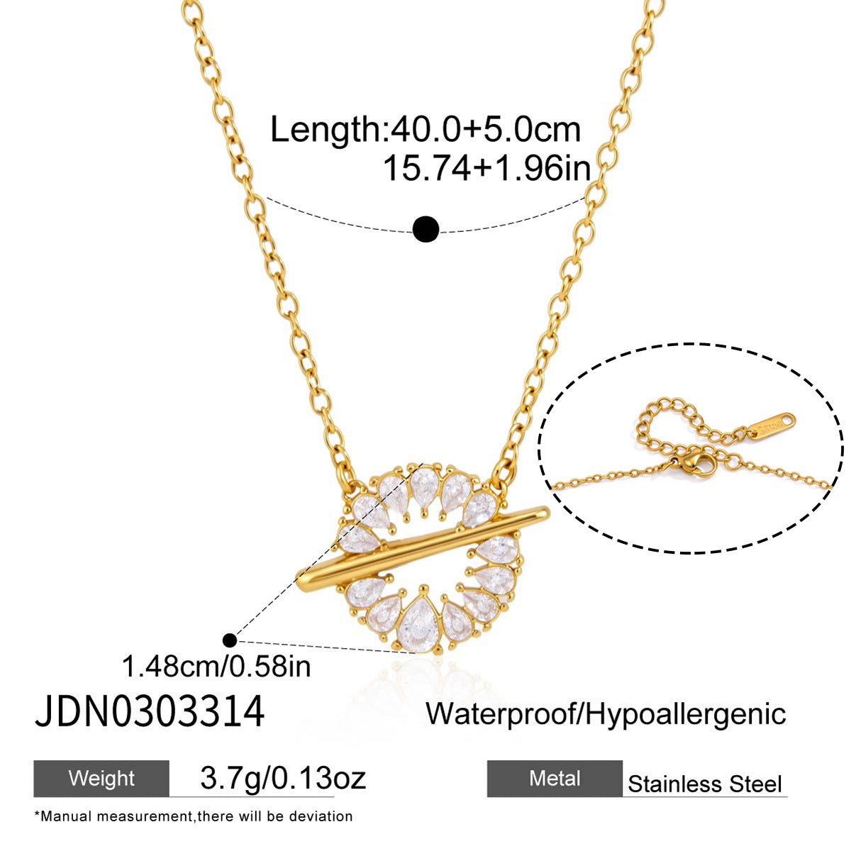 Collier pour femme en acier inoxydable avec motif de chaîne
